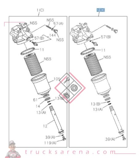 [ISU 8983752250] Jeu de cartouche filtre à carburant - ISUZU